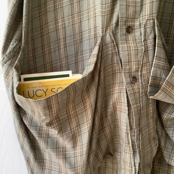 STATE Artist Smock sleeveless buttondown green plaid lightweight collectors item - Picture 9 of 13